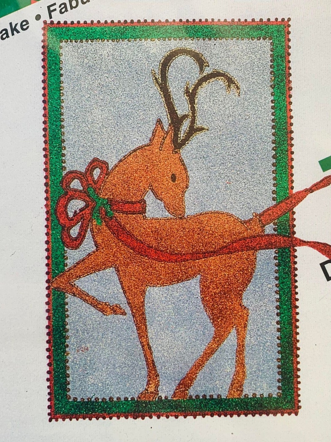 Vintage Aleene's Glitter by Number Fashion Styleized Deer Etsy