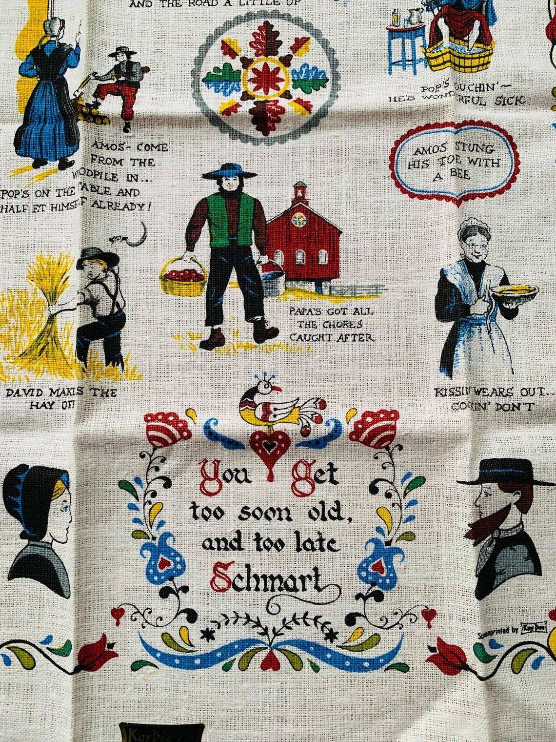 Vintage NEW Kay Dee Hand Prints 100 Pure Linen Tea Towel Etsy