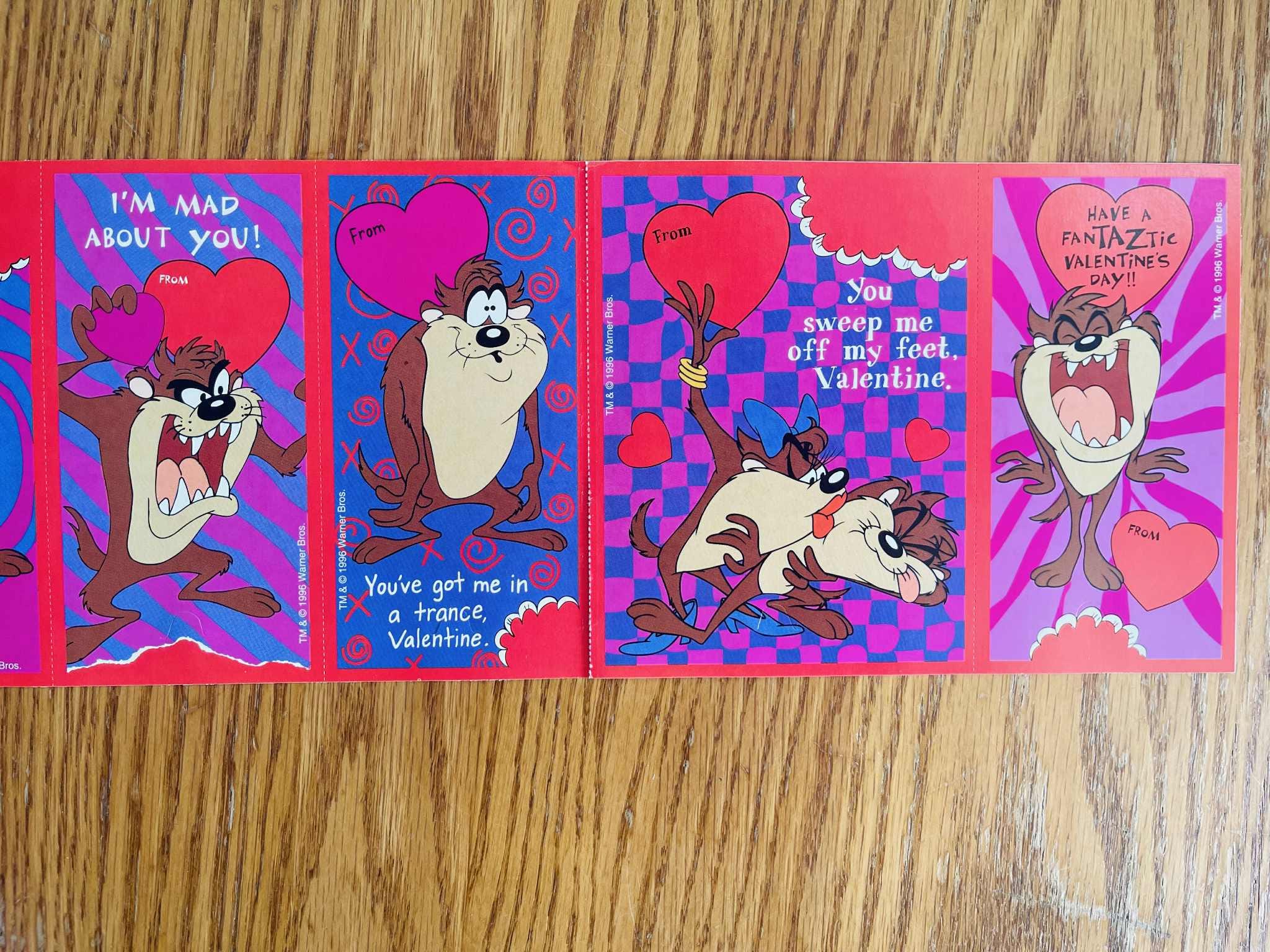 081大人気シリーズ超レア タズマニアンデビル TAZ 1997年製ヴィンテージ Vintage 1997 Taz Tasmanian Devil Valentine's Day Cards With