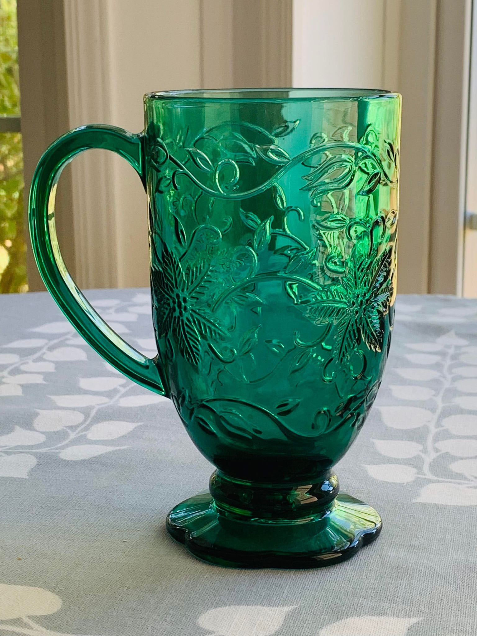 【希少】Princess House　プリンセスハウス　コーヒーカップ Vintage Princess House Fantasia Emerald Green Poinsettia Coffee