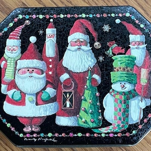 Vintage Keller Charles of Philadelphia Santa Clause Christmas Metal Tin Candy Trinket 4" x 5.25" Box