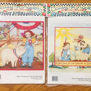 Vintage Mary Engelbreit Iron-On Transfers, 1990s Daisy Kingdom (Set of 2)