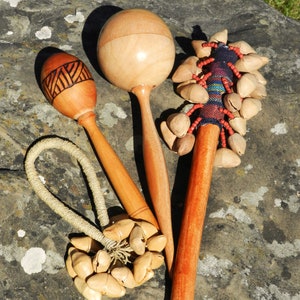 Rattle, rattle set, maracas, natural rattles, wooden rattle, small percussion, natural rattles, sound therapy, shamanic instrument