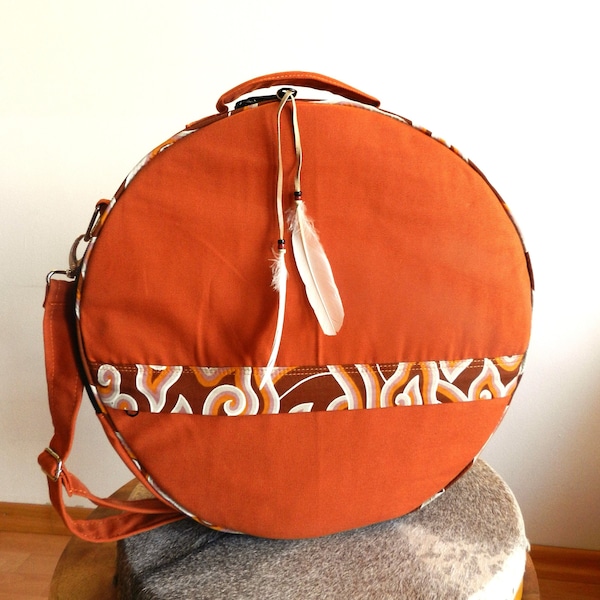 Stabile borsa per tamburo con telaio in cotone, trasformabile in zaino, borsa per il trasporto in 3 misure, borsa in cotone in arancione terroso