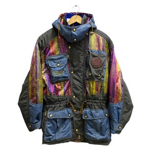 Vintage Austria Snow Winter Ski Jacket MEDIUM Austria Skiing Hoodie Multicolor Coat Outerwear Bomber Cold Weather Snow Gear Jacket