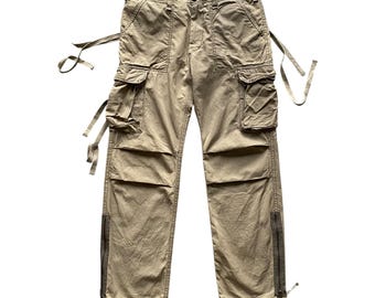 Vintage Y2K Japanese Brand Heritage Stone Cargo Parachute Military Pants w31