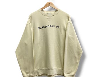 Vintage 90s Washington DC Embroidery Logo Grey Sweatshirt Large Retro 90s Style Unisex Crewneck Jumper Size L