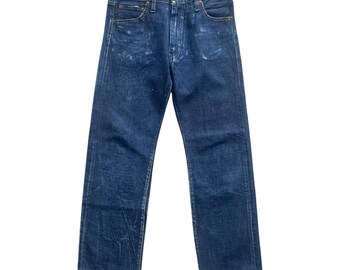 Vintage Murder License Distressed Jeans Wide Leg Dark Blue