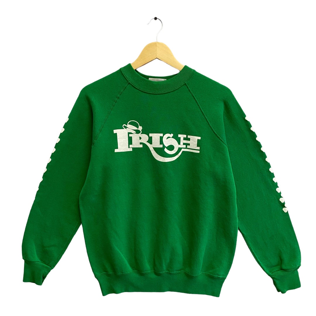 Vintage 90s Fighting Irish Green Sweathirt Size Large Notre Dame