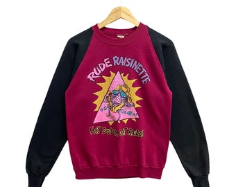 Vintage Rude Raisinette Sweatshirt Medium Funny Cartoon Graphic Crewneck Pullover Printed Logo Jumper Size M