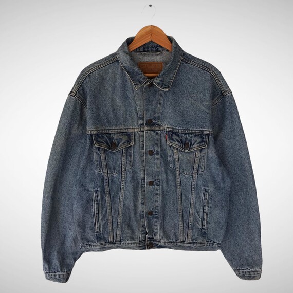 Vintage Levis 70503 Distressed Jacket Light Blue Faded Jacket Jeans Button Front Distressed Denim Dirty Tall Jeans Unisex Size Large