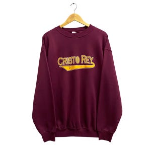 Vintage 00s Cristo Rey High School Maroon Sweatshirt Size Xlarge Cristo Rey Crewneck Cristo Rey Sweater Pullover Spell Out Print Logo Jumper