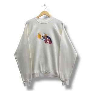 Vintage 90's Clown White Sweatshirt XLARGE Clown Crewneck Clown Sweater Pullover Streetwear Graphic Clown Embroidered Logo Clown Jumper