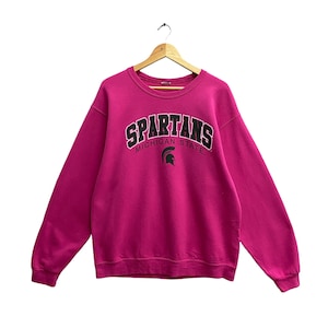 Vintage Y2K Michigan State Spartans Pink Sweatshirt LARGE Spartans Crewneck Michigan State Football Sweater Pullover Print Logo Spartans