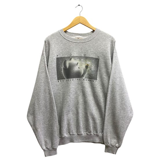 Felpa unisex grigia vintage Winnie The Pooh, grande, girocollo
