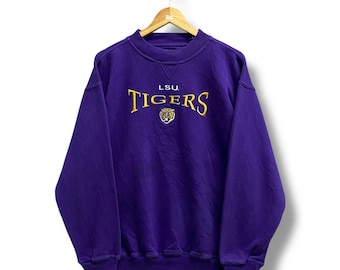 Vintage Louisiana State University Purple Sweatshirt Large Retro LSU Tigers College Crewneck Classic NCAA Pullover Unisex Embroidered Size L