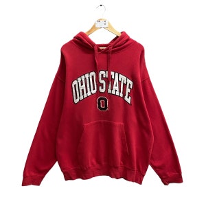 Vintage Ohio State University Red Hoodie XLarge Ohio State Hoosiers Crewneck Ohio State Sweater Ohio State Buckeyes Embroidered Logo Jumper