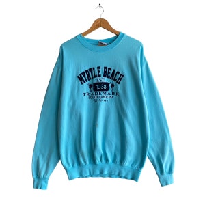 Vintage Myrtle Beach South Carolina Blue Sweatshirt Size Medium Myrtle Beach Crewneck Myrtle Beach Sweater Pullover Embroidery Logo Jumper