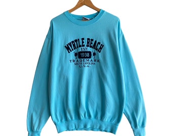 Vintage Myrtle Beach South Carolina Blue Sweatshirt Size Medium Myrtle Beach Crewneck Myrtle Beach Sweater Pullover Embroidery Logo Jumper