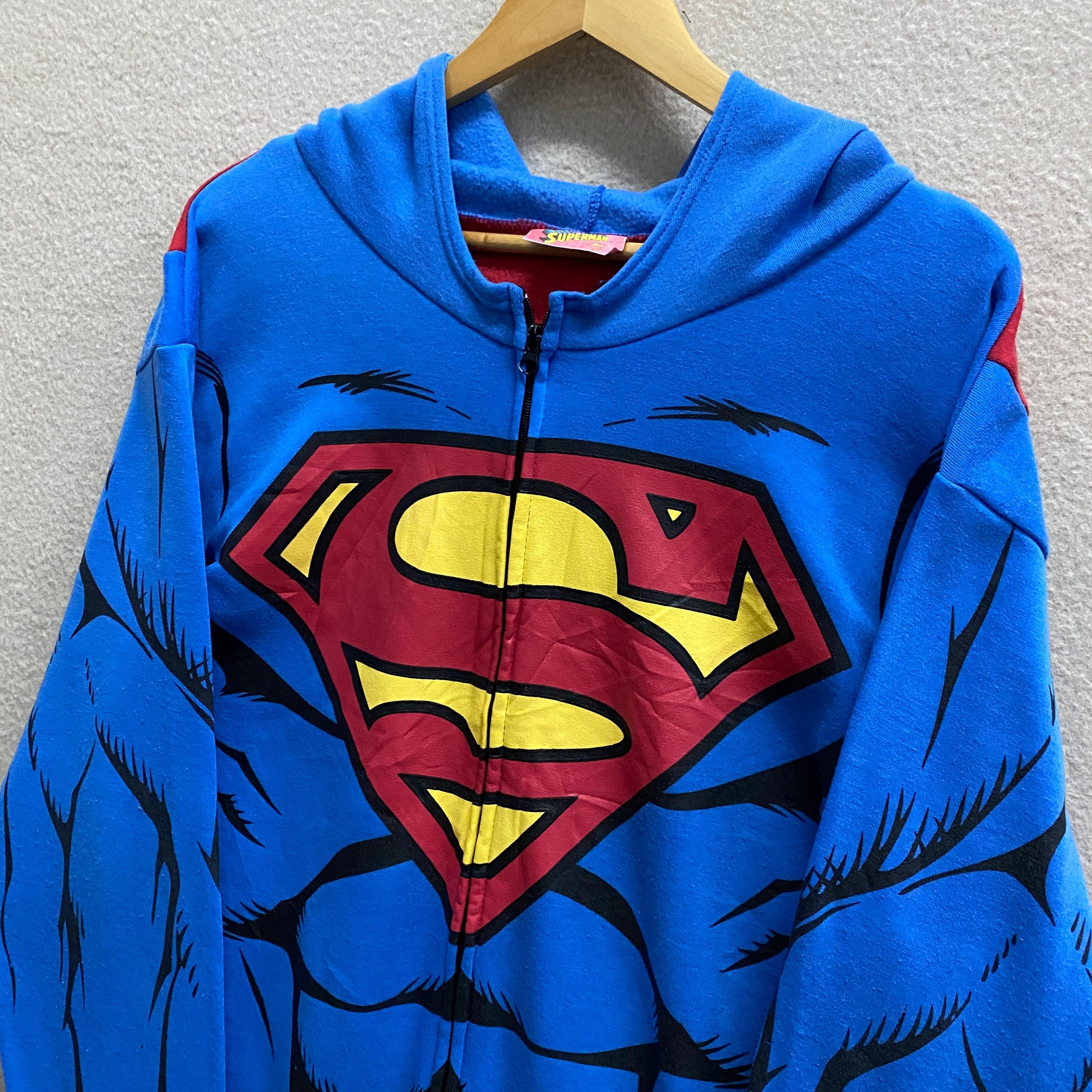 Vintage Y2K Warner Bros Superman Hoodie LARGE Superman Crewneck