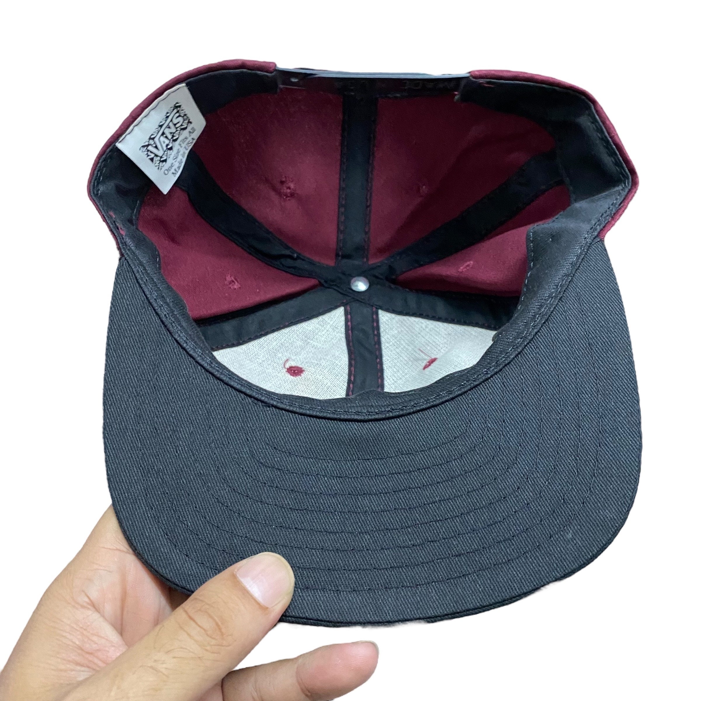 VANS 90s キャップ　made in usa Vintage 90s Vans Skateboarding Maroon Hat Vans Skater