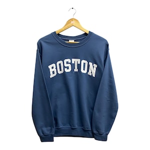 Felpa vintage Y2K Boston blu SMALL Boston girocollo Boston Massachusetts maglione pullover Boston Massachusetts City Print Logo Jumper