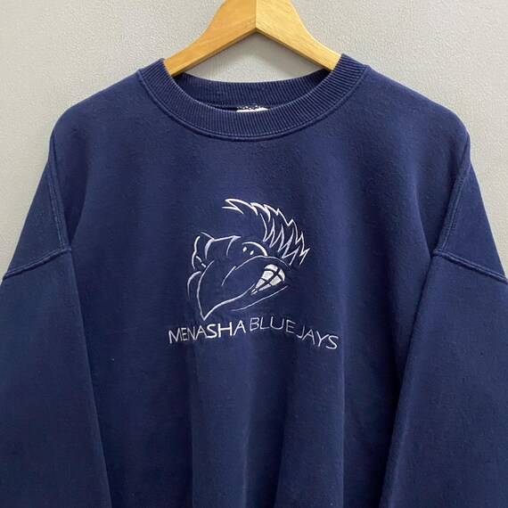 Vintage Y2K Blue Jays Navy Sweatshirt Xlarge Menasha College