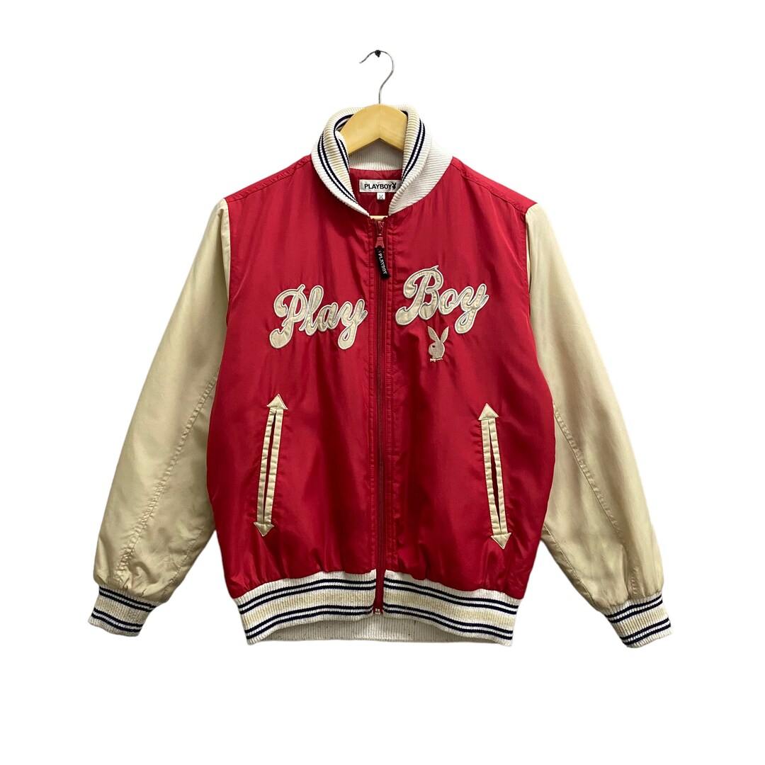 Vintage Playboy Jacket Red Sukajan Size Medium Playboy Embroidered Logo