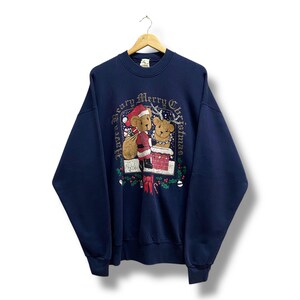 Vintage 90&#39;s Teddy Bear Navy Sweatshirt Size XLARGE Teddy Bear Crewneck Teddy Bear Sweater Pullover Print Logo Teddy  Bear Jumper