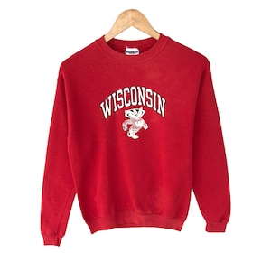 Vintage University Wisconsin Kids XLarge Sweatshirt University Wisconsin Crewneck Wisconsin Sweater Pullover Wisconsin Badgers Print Logo