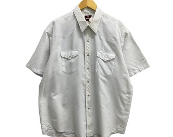ヴィンテージ 00年代 ラングラー ホワイトカラー ウエスタンシャツ サイズ XXLarge ラングラー ストライプ ラングラー パール スナップボタン ラングラー 半袖 ウエスタンシャツ