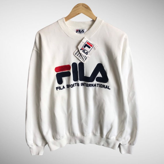 Vintage Fila Sweatshirt White Sweatshirt Size Medium Fila Sports Crewneck Fila Biella Italia Sweater Pullover Spell Out Embroidery Logo Etsy Australia