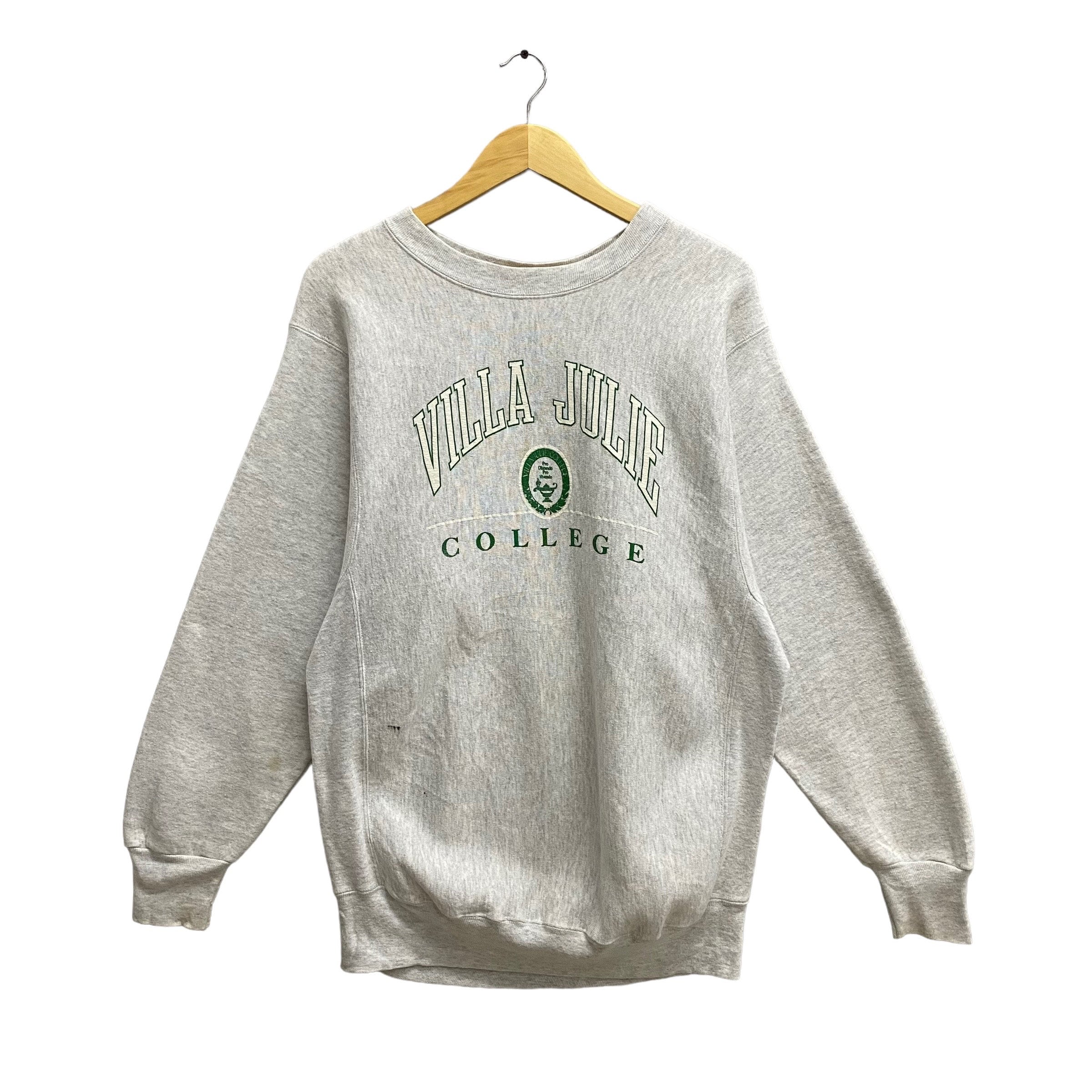 Vintage 90s Villa Julie College Grey Sweatshirt Reverse Weave Size