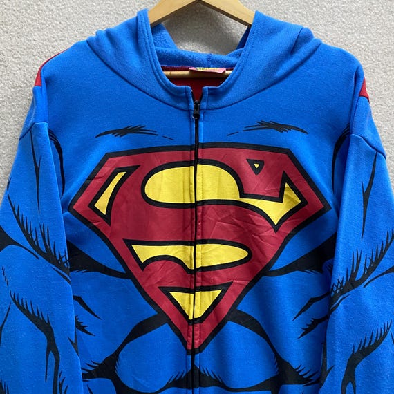 Vintage Y2K Warner Bros Superman Hoodie LARGE Superman Crewneck