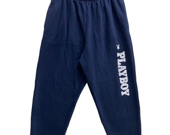 Vintage 00s Playboy Navy Sweatpant Size XLarge Playboy Trousers Playboy Spell Out Print Logo Playboy Jogger Pant