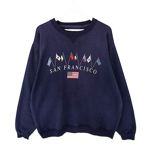 Vintage 90s San Francisco Navy Sweatshirt Xlarge San Francisco Crewneck Francisco Sweater Pullover San Francisco Flag Embroidered Logo Shirt