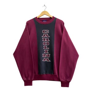 Vintage Carolina Sweatshirt LARGE Carolina University Crewneck Carolina Gamecock Sweater Pullover Colour Block Print Logo Carolina Jumper