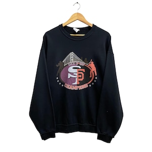 Vintage San Francisco Black Sweatshirt XLARGE City Of San Francisco Crewneck San Francisco Sweater Pullover Print Logo San Francisco Bridge