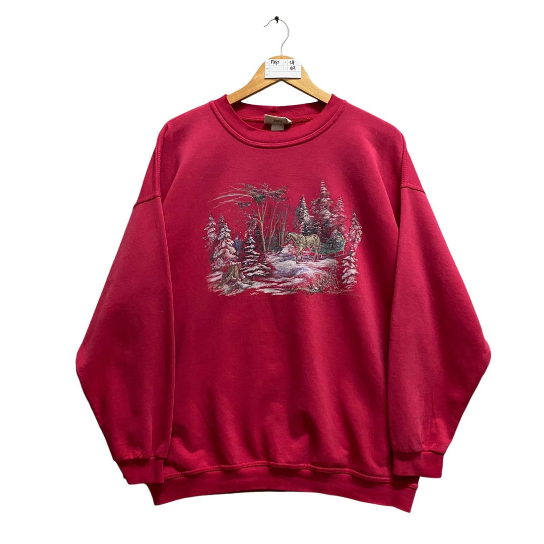 Vintage Northern Reflections Horse Carriage Red Sweatshirt