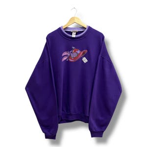 Vintage 90&#39;s Morning Sun Purple Sweatshirt XLARGE Morning Sun Crewneck Graphics Morning Sun Sweater Pullover Morning Sun Print Logo Jumper