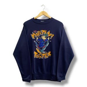 Vintage 90s Mr.Martin Tultex Cartoon Navy Unisex Sweatshirt MEDIUM Tultex Crewneck Tultex Sweater Pullover Print Logo Cartoon Vintage Jumper