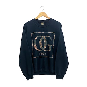 Vintage 00 es Obey Weltweit Schwarz Sweatshirt MEDIUM Obey OG Rundhalsausschnitt Obey Pullover Pullover Pullover Spell Out Print Logo Floral Obey Weltweit Pullover