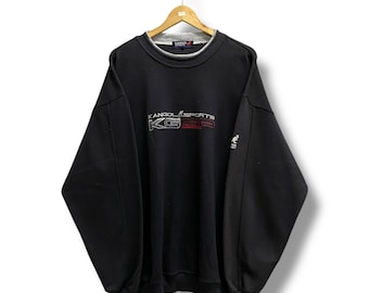 Vintage 90's Kangol Sports Black Sweatshirt Oversize 4LARGE Kangol Sports Crewneck Kangol Sweater Pullover Embroidered Logo Kangol Jumper