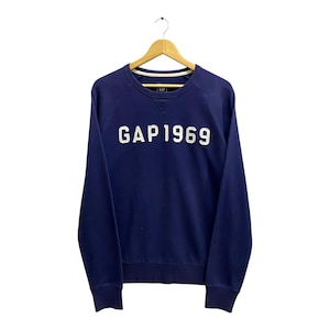 Vintage Y2K GAP Navy Sweatshirt MEDIUM Gap Crewneck Gap Sweater Pullover Spell Out Patches Logo Gap Jumper