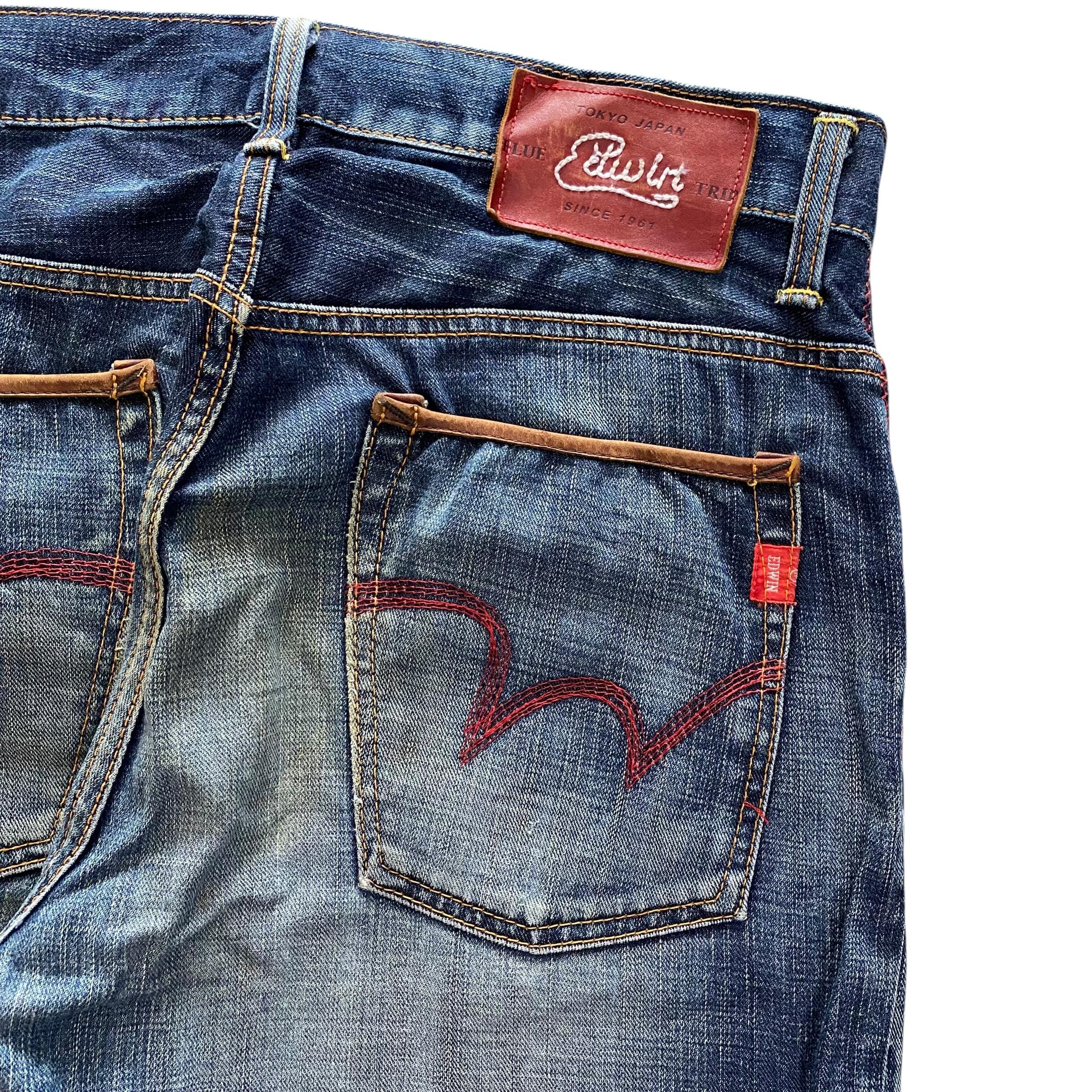 Vintage Y2K Edwin Blue Trip Jeans Distressed Japanese Denim Faded 