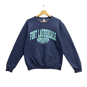 Vintage Fort Lauderdale Beach Blue Sweatshirt Medium Fort Lauderdale Crewneck Fort Lauderdale Sweater Pullover Fort Lauder Dale Print Logo