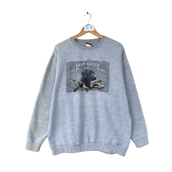 Vintage American Outdoor Grey Sweatshirt Am Staff Crewneck Outfitters Duck Unlimited Sweater Pullover Wildlife Animal Habitat Print Logo