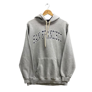 Vintage San Francisco Soft Grey Hoodie XL San Francisco Crewneck Alcatraz Island Sweater Pullover Golden Gate Bridge Train Print Logo Jumper