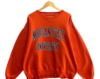 Vintage 90s Morgan State University Orange Sweatshirt Baggy Large Morgan State Crewneck Morgan State University Print Logo University Jumper