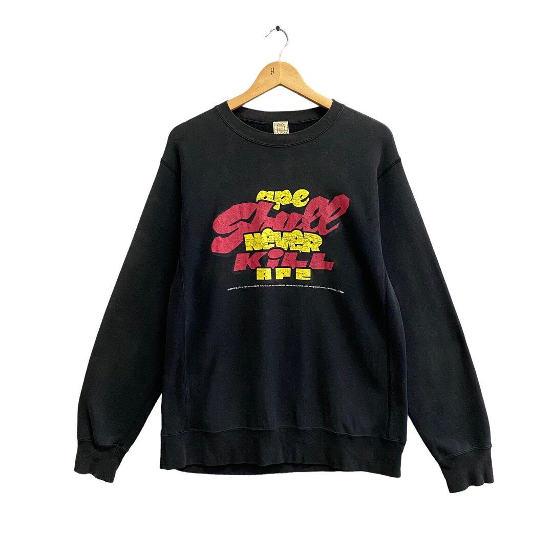 Vintage Ape Shall Never Kill Ape Black Sweatshirt Size Medium Bathing Ape Crewneck Bape Sweater Pullover Spell Out Print Logo Bape Jumper Etsy UK